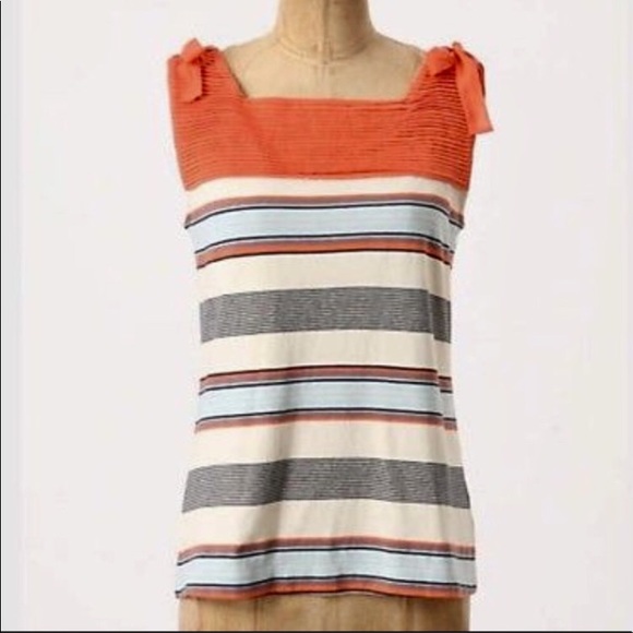 Anthropologie Tops - Anthropologie Postmark tie shoulder top orange M